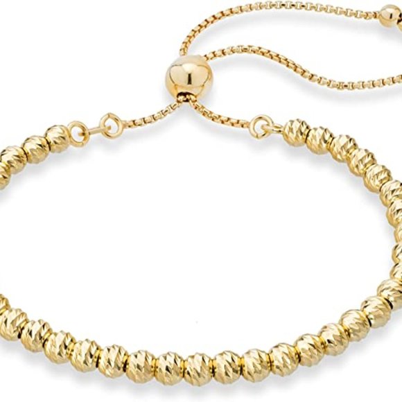 925 Sterling Silver or Yellow Gold Over Silver Diamond-Cut Adjustable Bolo 4mm